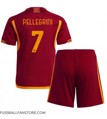 AS Roma Lorenzo Pellegrini #7 Replik Heimtrikot Kinder 2023-24 Kurzarm (+ Kurze Hosen)